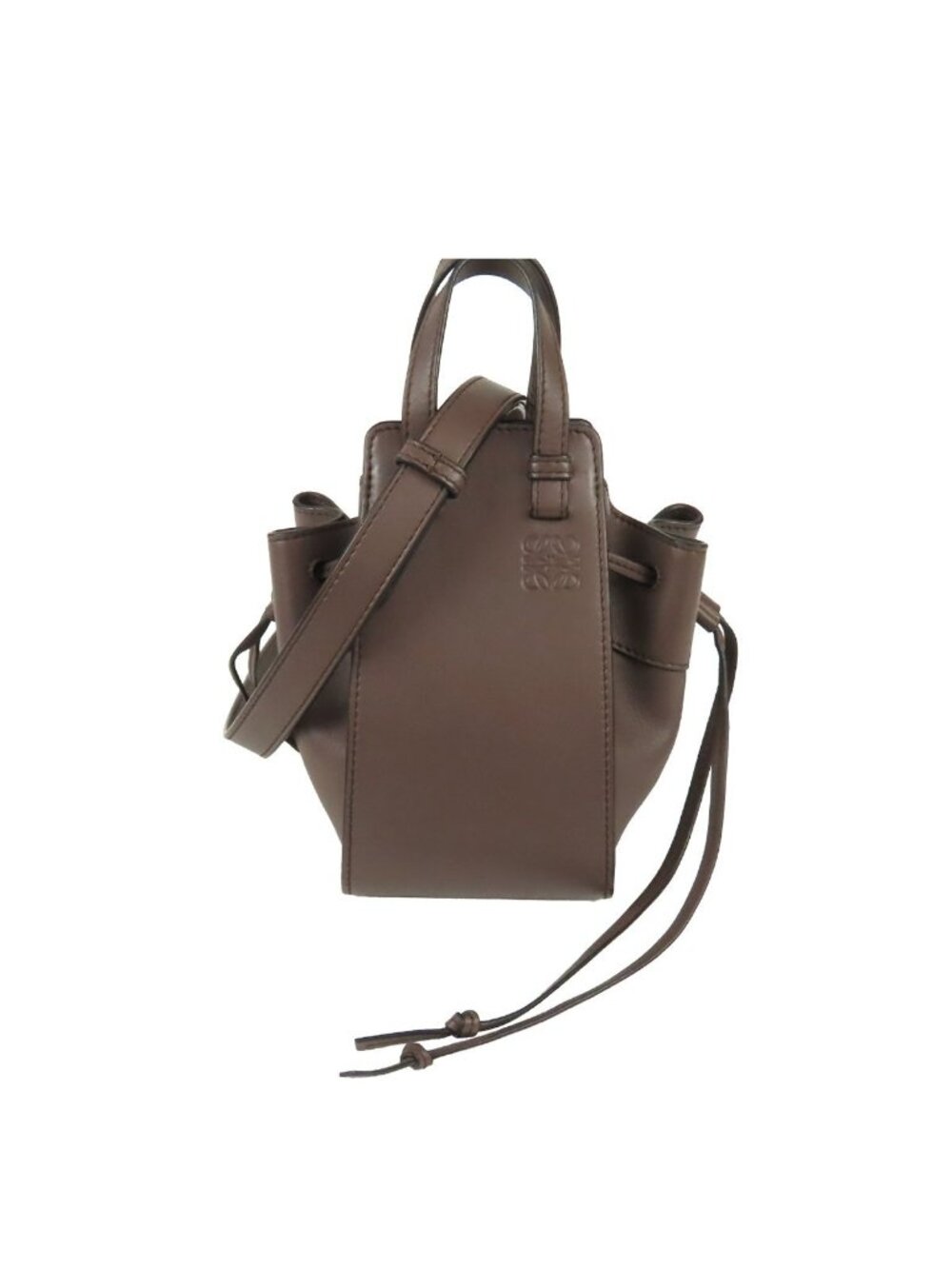 Loewe Hammock Drawstring Mini Brown Leather 2-Way Shoulder Bag